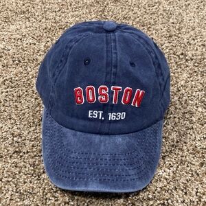 Boston Embroidered Baseball Cap - Navy with Red and White